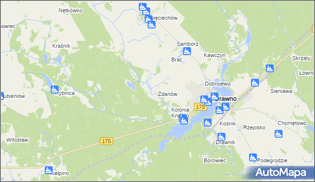 mapa Zdanów gmina Drawno, Zdanów gmina Drawno na mapie Targeo