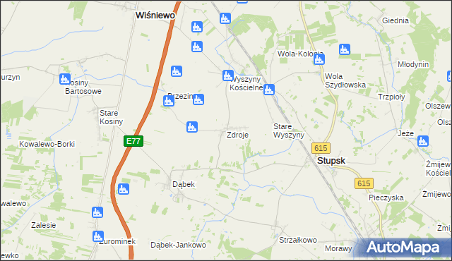 mapa Zdroje gmina Stupsk, Zdroje gmina Stupsk na mapie Targeo
