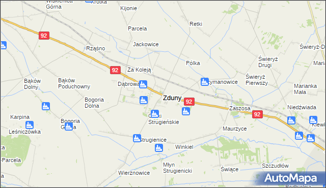 mapa Zduny powiat łowicki, Zduny powiat łowicki na mapie Targeo
