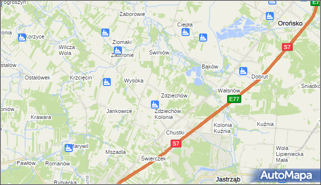 mapa Zdziechów gmina Szydłowiec, Zdziechów gmina Szydłowiec na mapie Targeo