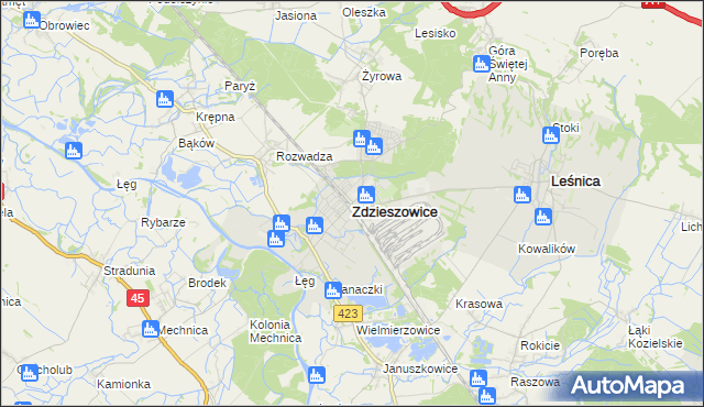 mapa Zdzieszowice, Zdzieszowice na mapie Targeo