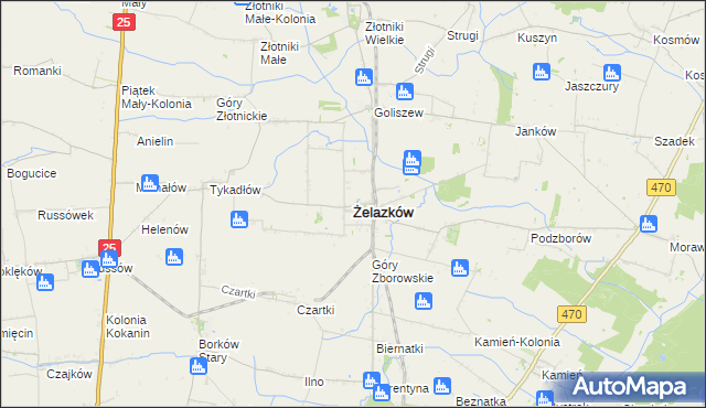 mapa Żelazków powiat kaliski, Żelazków powiat kaliski na mapie Targeo