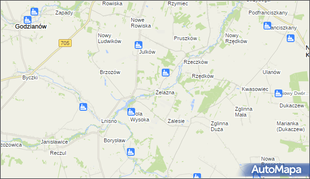 mapa Żelazna gmina Skierniewice, Żelazna gmina Skierniewice na mapie Targeo