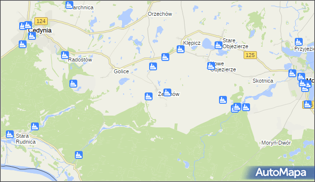 mapa Żelichów gmina Cedynia, Żelichów gmina Cedynia na mapie Targeo