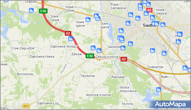 mapa Żelków-Kolonia, Żelków-Kolonia na mapie Targeo
