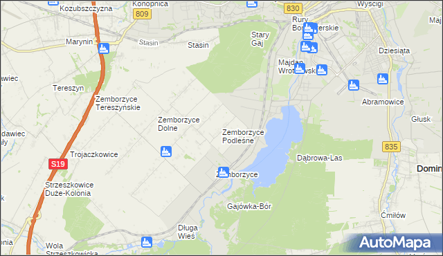 mapa Zemborzyce Podleśne, Zemborzyce Podleśne na mapie Targeo