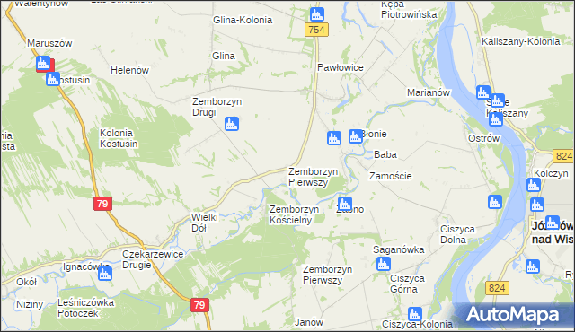 mapa Zemborzyn Pierwszy gmina Solec nad Wisłą, Zemborzyn Pierwszy gmina Solec nad Wisłą na mapie Targeo