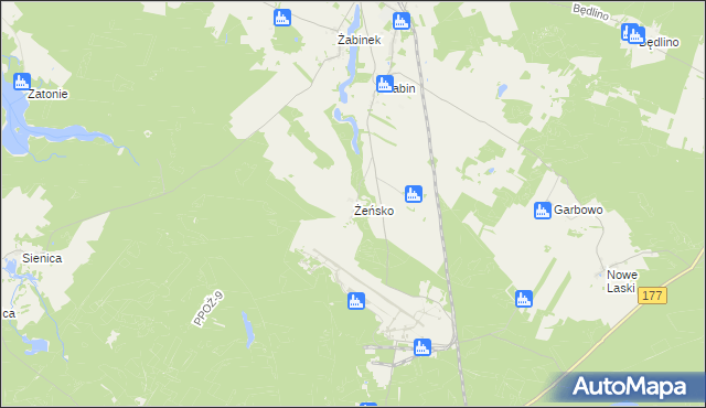 mapa Żeńsko gmina Wierzchowo, Żeńsko gmina Wierzchowo na mapie Targeo