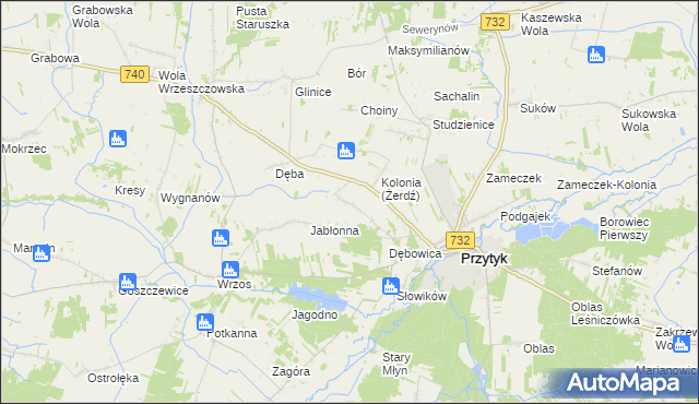 mapa Żerdź gmina Przytyk, Żerdź gmina Przytyk na mapie Targeo