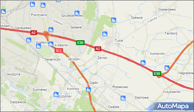 mapa Żerniki gmina Kórnik, Żerniki gmina Kórnik na mapie Targeo