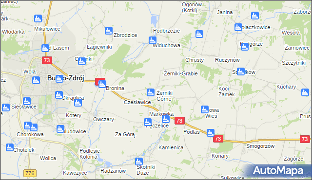 mapa Żerniki Górne, Żerniki Górne na mapie Targeo
