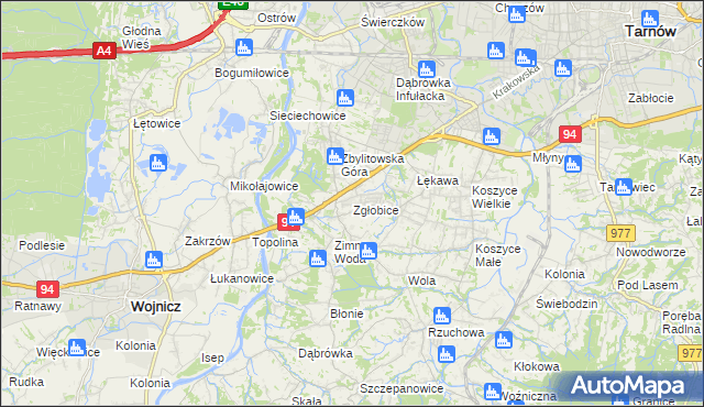 mapa Zgłobice, Zgłobice na mapie Targeo