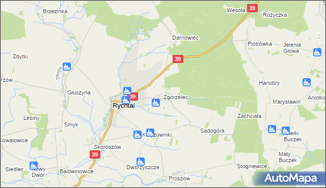 mapa Zgorzelec gmina Rychtal, Zgorzelec gmina Rychtal na mapie Targeo