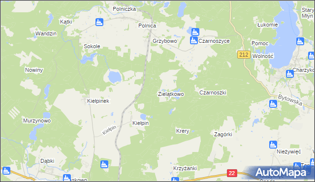 mapa Zielątkowo gmina Człuchów, Zielątkowo gmina Człuchów na mapie Targeo