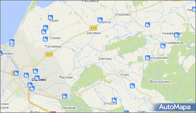 mapa Zielnowo gmina Darłowo, Zielnowo gmina Darłowo na mapie Targeo