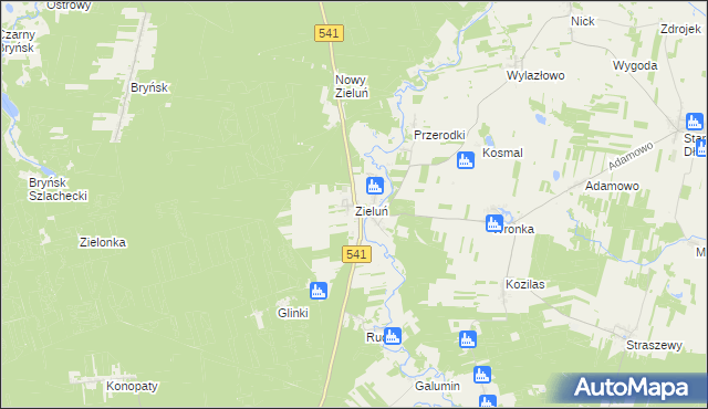mapa Zieluń, Zieluń na mapie Targeo
