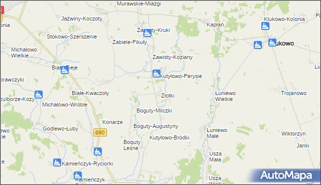 mapa Złotki gmina Boguty-Pianki, Złotki gmina Boguty-Pianki na mapie Targeo