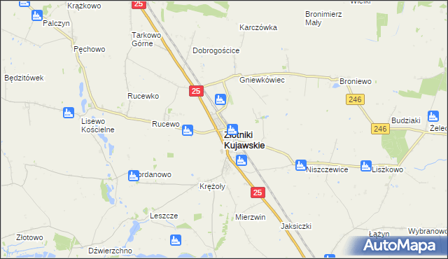 mapa Złotniki Kujawskie, Złotniki Kujawskie na mapie Targeo