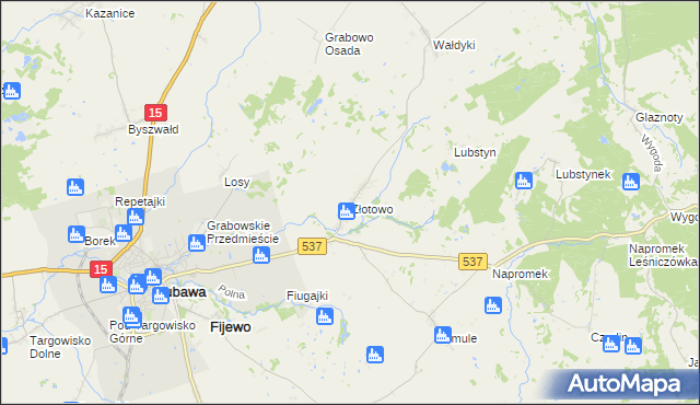 mapa Złotowo gmina Lubawa, Złotowo gmina Lubawa na mapie Targeo