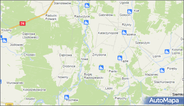 mapa Zmyślona gmina Siemkowice, Zmyślona gmina Siemkowice na mapie Targeo