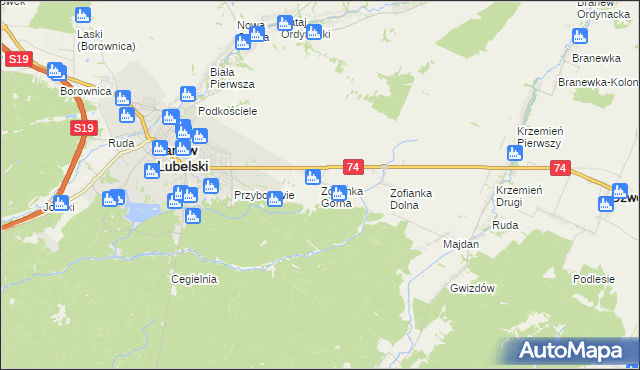 mapa Zofianka Górna, Zofianka Górna na mapie Targeo