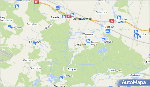 mapa Zofijówka gmina Domaszowice, Zofijówka gmina Domaszowice na mapie Targeo