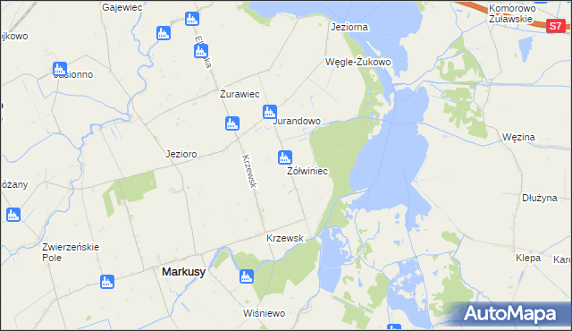 mapa Żółwiniec gmina Markusy, Żółwiniec gmina Markusy na mapie Targeo