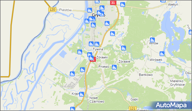 mapa Żórawki, Żórawki na mapie Targeo