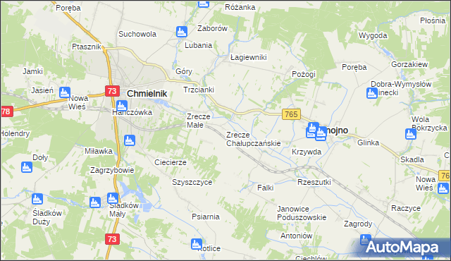 mapa Zrecze Chałupczańskie, Zrecze Chałupczańskie na mapie Targeo