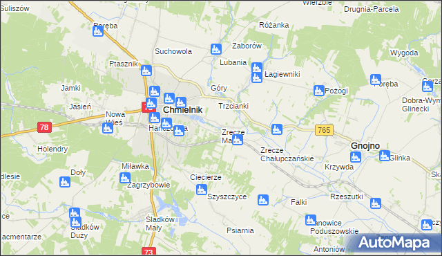 mapa Zrecze Małe, Zrecze Małe na mapie Targeo