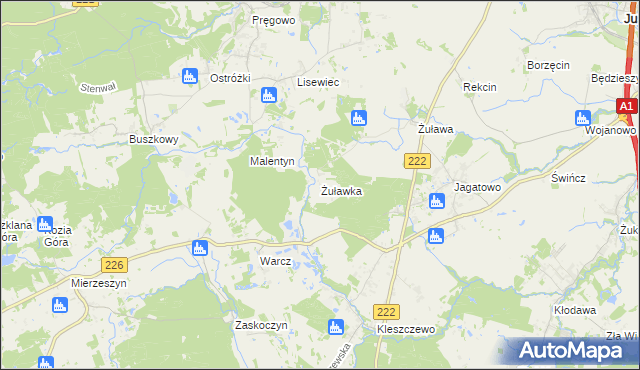 mapa Żuławka gmina Pruszcz Gdański, Żuławka gmina Pruszcz Gdański na mapie Targeo