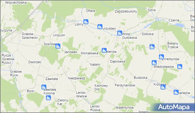 mapa Żurawiec gmina Adamów, Żurawiec gmina Adamów na mapie Targeo