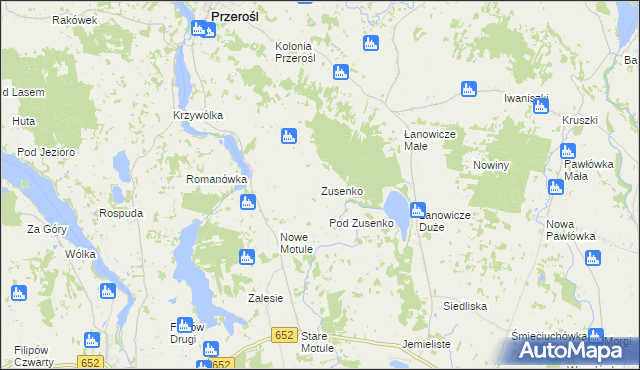 mapa Zusenko, Zusenko na mapie Targeo