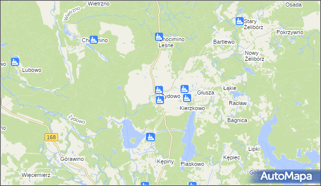 mapa Żydowo gmina Polanów, Żydowo gmina Polanów na mapie Targeo