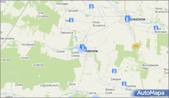mapa Adamów powiat łukowski, Adamów powiat łukowski na mapie Targeo