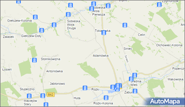 mapa Adamówka gmina Żółkiewka, Adamówka gmina Żółkiewka na mapie Targeo