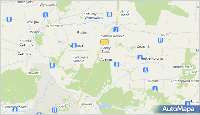 mapa Adelina gmina Werbkowice, Adelina gmina Werbkowice na mapie Targeo