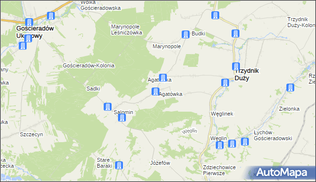 mapa Agatówka gmina Trzydnik Duży, Agatówka gmina Trzydnik Duży na mapie Targeo