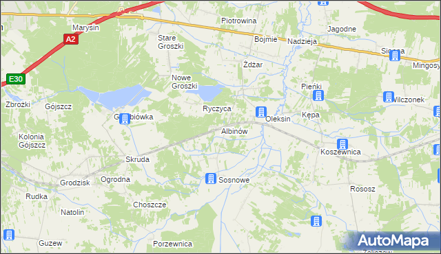 mapa Albinów gmina Kotuń, Albinów gmina Kotuń na mapie Targeo