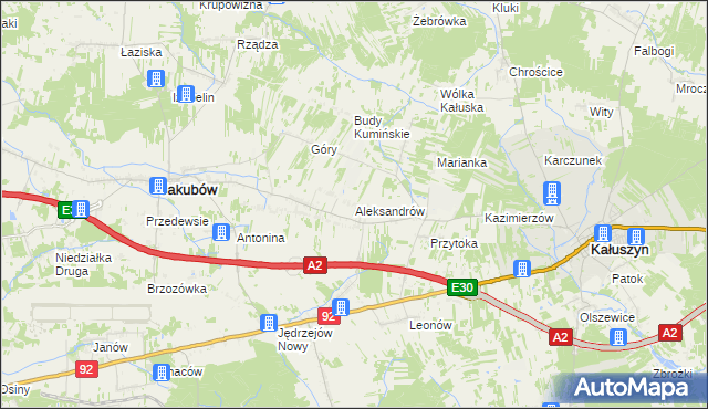 mapa Aleksandrów gmina Jakubów, Aleksandrów gmina Jakubów na mapie Targeo