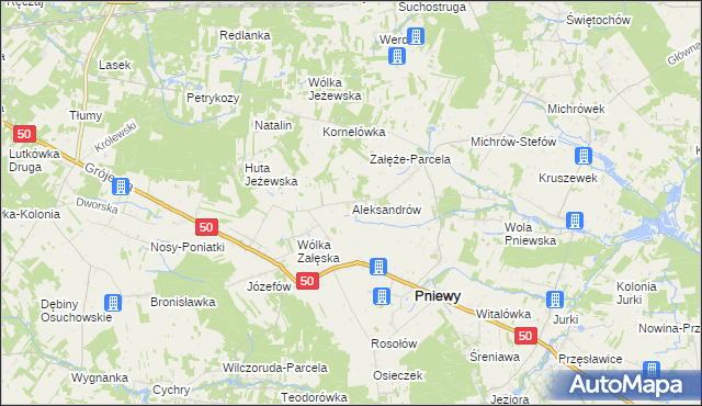 mapa Aleksandrów gmina Pniewy, Aleksandrów gmina Pniewy na mapie Targeo