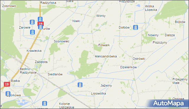 mapa Aleksandrówka gmina Drelów, Aleksandrówka gmina Drelów na mapie Targeo