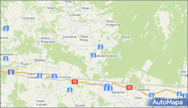 mapa Aleksandrówka gmina Stoczek Łukowski, Aleksandrówka gmina Stoczek Łukowski na mapie Targeo