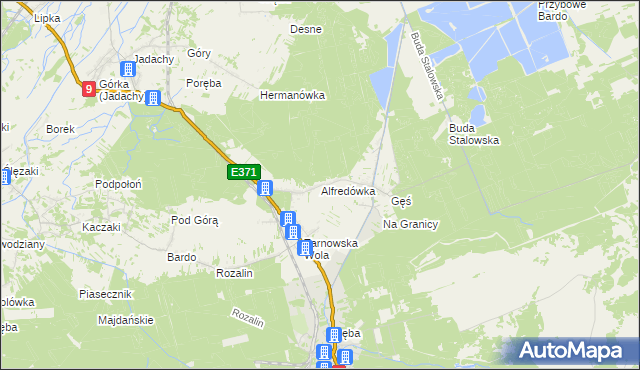 mapa Alfredówka, Alfredówka na mapie Targeo