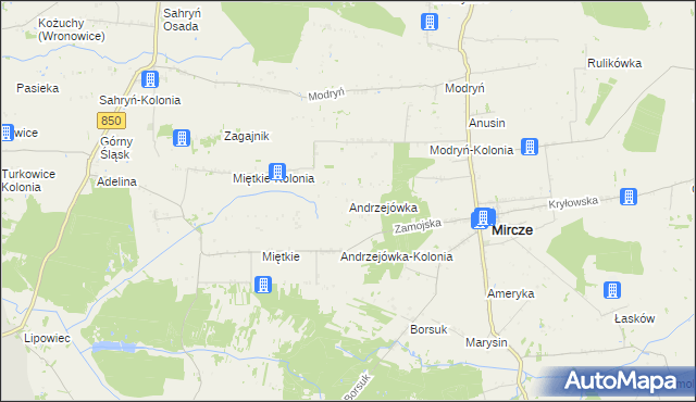 mapa Andrzejówka gmina Mircze, Andrzejówka gmina Mircze na mapie Targeo
