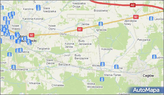 mapa Anielew gmina Mińsk Mazowiecki, Anielew gmina Mińsk Mazowiecki na mapie Targeo