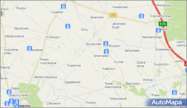 mapa Antoniewo gmina Bądkowo, Antoniewo gmina Bądkowo na mapie Targeo