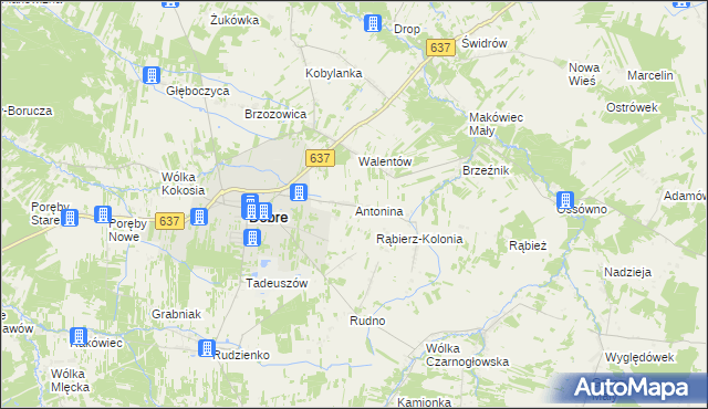 mapa Antonina gmina Dobre, Antonina gmina Dobre na mapie Targeo
