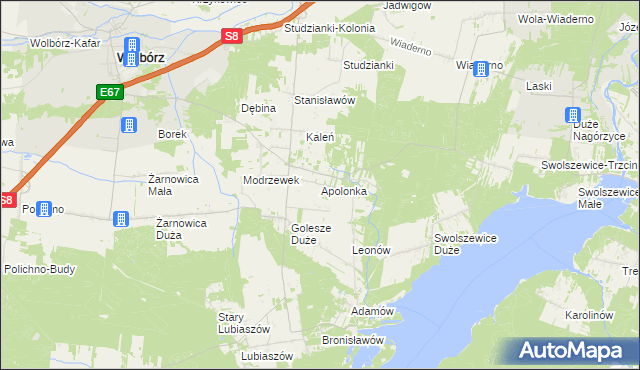 mapa Apolonka gmina Wolbórz, Apolonka gmina Wolbórz na mapie Targeo