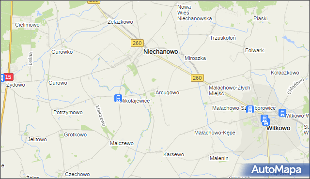 mapa Arcugowo, Arcugowo na mapie Targeo